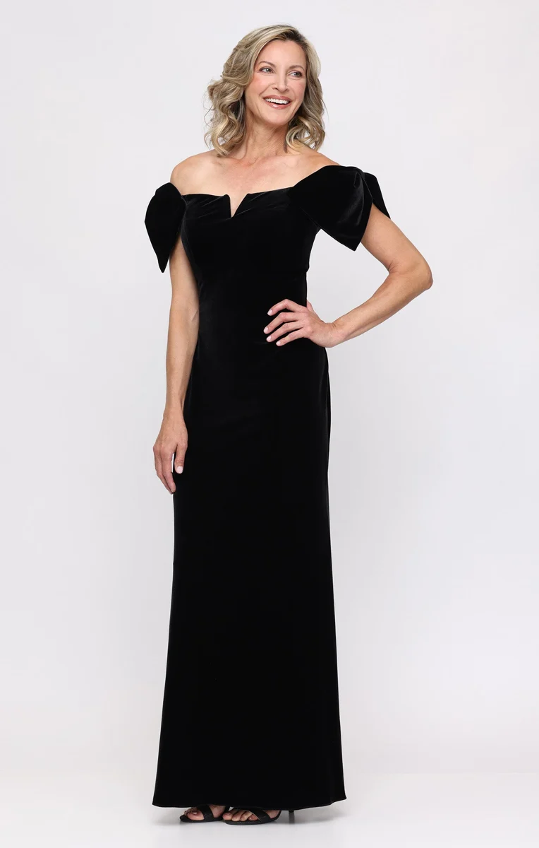 Marilyn Velvet Off-The-Shoulder Gown