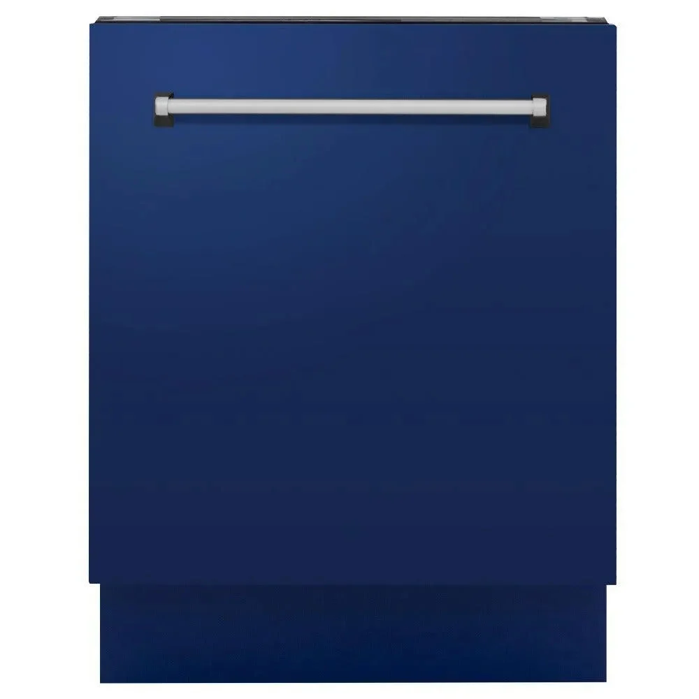ZLINE 24 in. Tallac Series 3rd Rack Dishwasher with Blue Gloss Panel and Traditional Handle, 51dBa (DWV-BG-24)