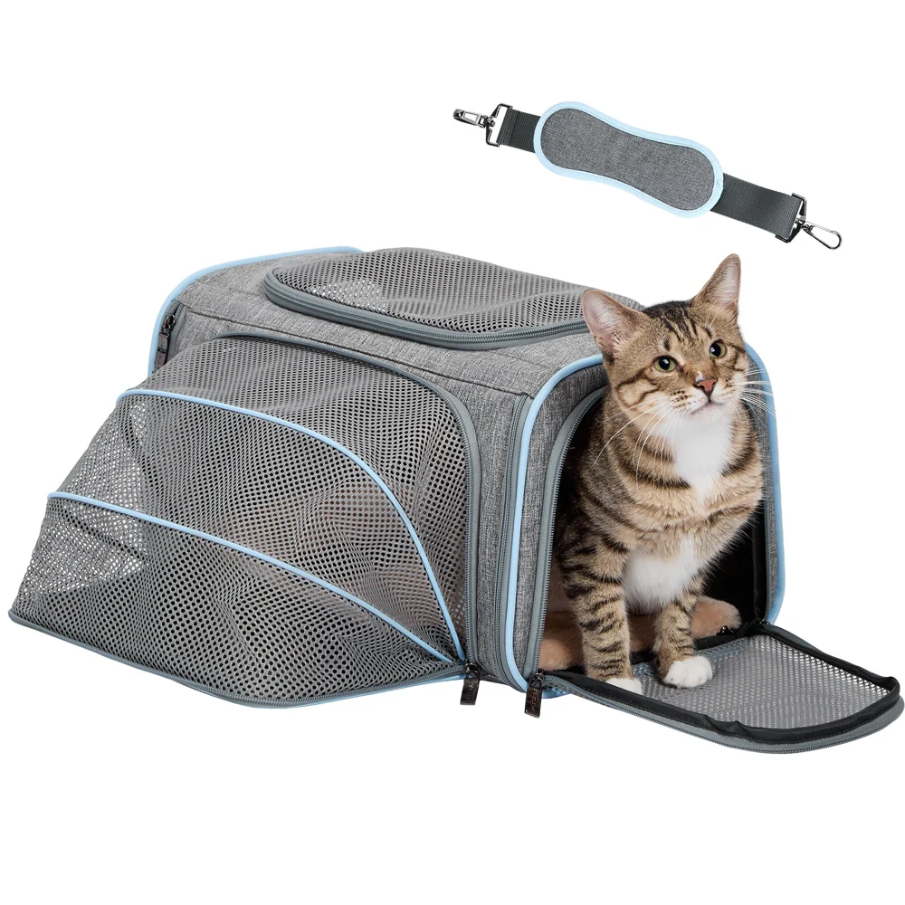 PETSFIT Airline Approved Expandable Cat Carrier with 1 Side Extension