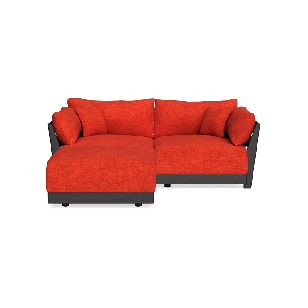 Modular Bondi Black 2-Seater Sectional in Poppy Orange | Classic Blend