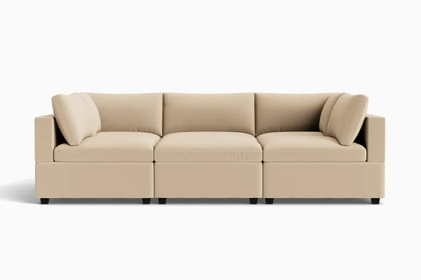 Kova Box Cushion Pit - Almond Performance Velvet