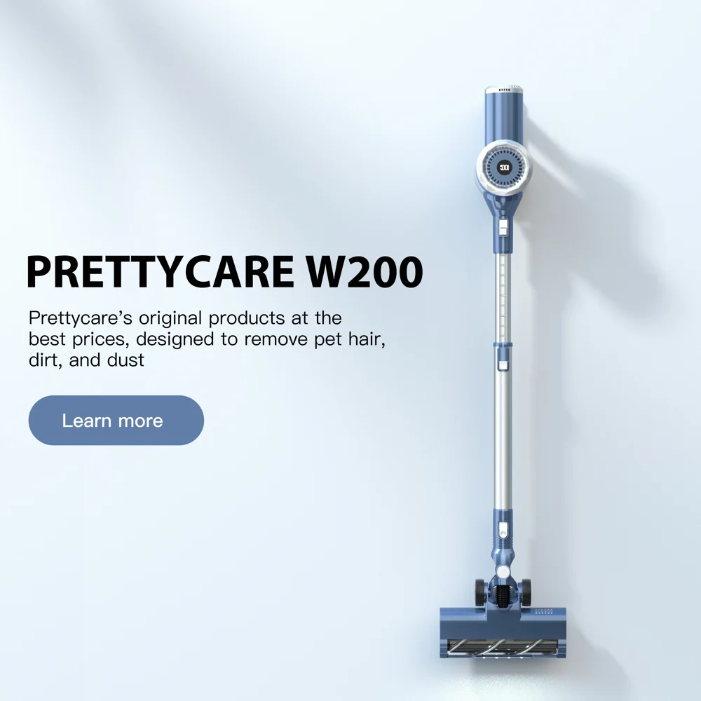 PrettyCare Cordless Stick Vacuum Cleaner Lightweight Upright for Carpet Hard Floor Pet Hair W200