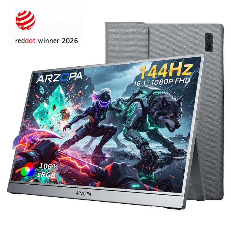 Arzopa Z1FC Gray 16.1" 144Hz Portable Monitor with Sleeve Bag