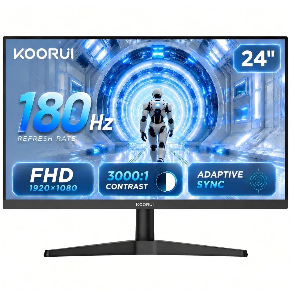 KOORUI 24 Inch Gaming Monitor, 180Hz 1080P VA Display with 3000:1 Contrast G2412V