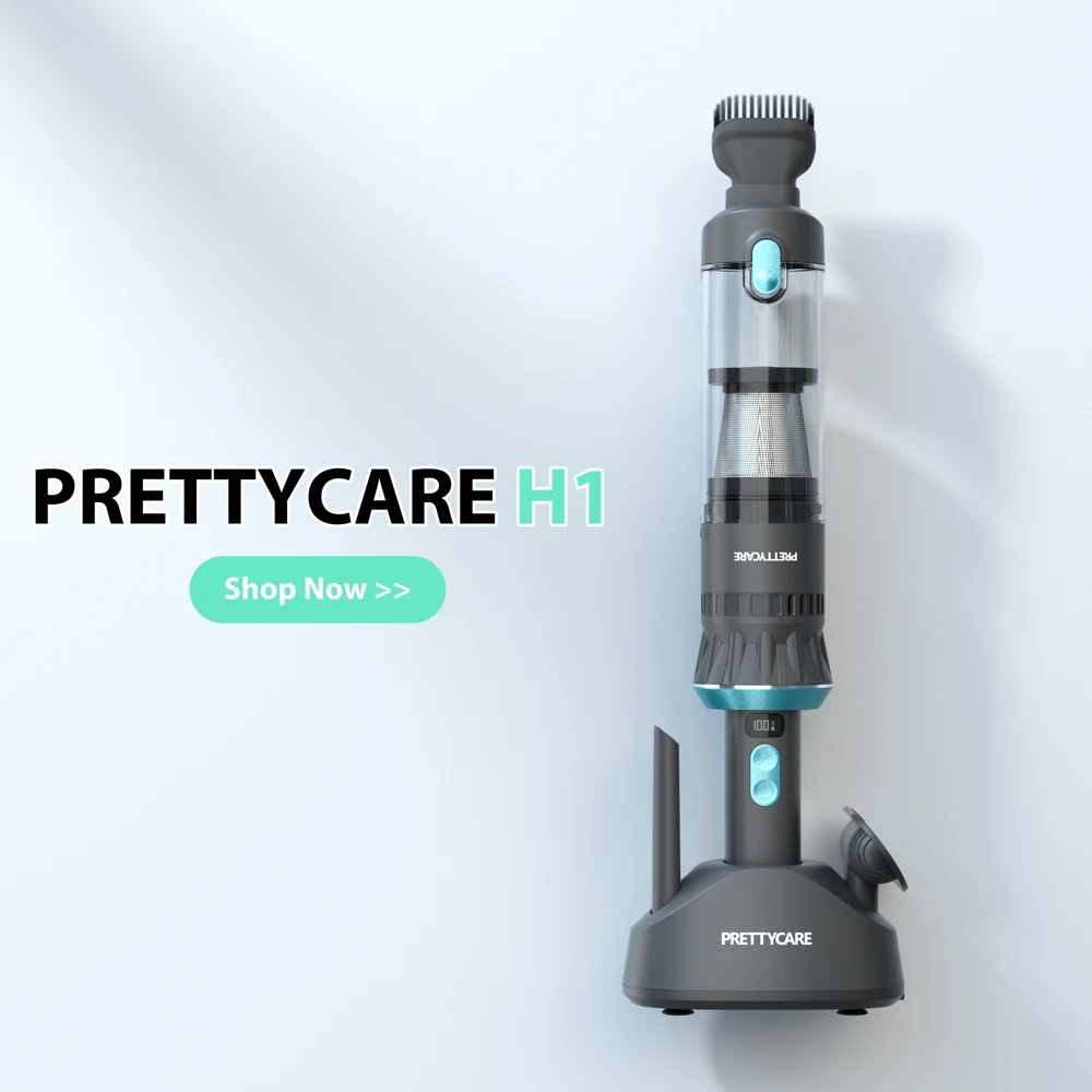 PRETTYCARE H1 Lightweight and Rechargeable Mini Car Handheld Vacuum Cordless for Cat, Home, Pet Hair