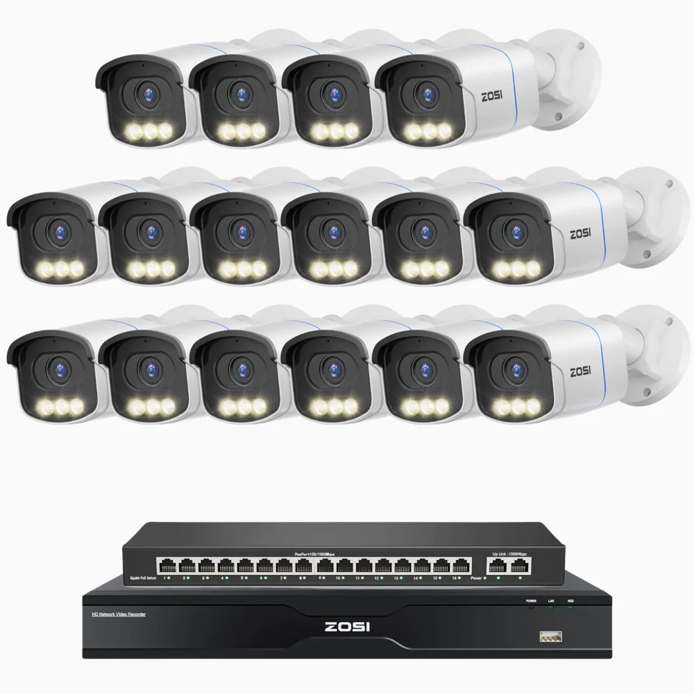 C186A 32-Channel 4K PoE Security System with True Color Night + Max. 16TB HDD