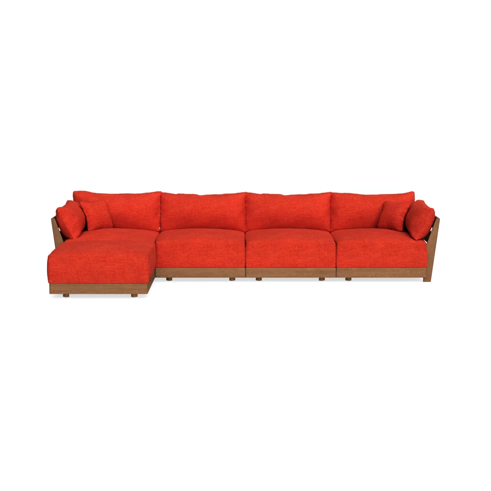 Modular Bondi Espresso 4-Seater Sectional in Poppy Orange | Classic Blend