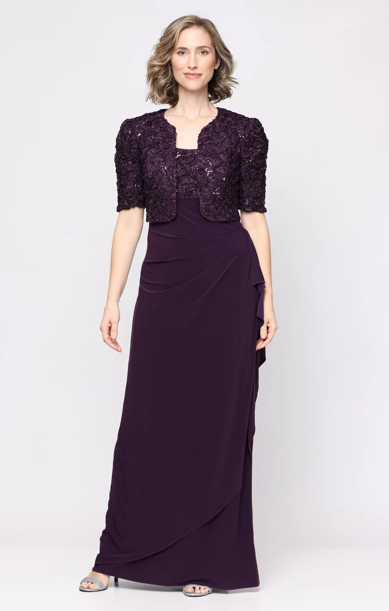 Soutache Scoop-Neck Jacket Dress