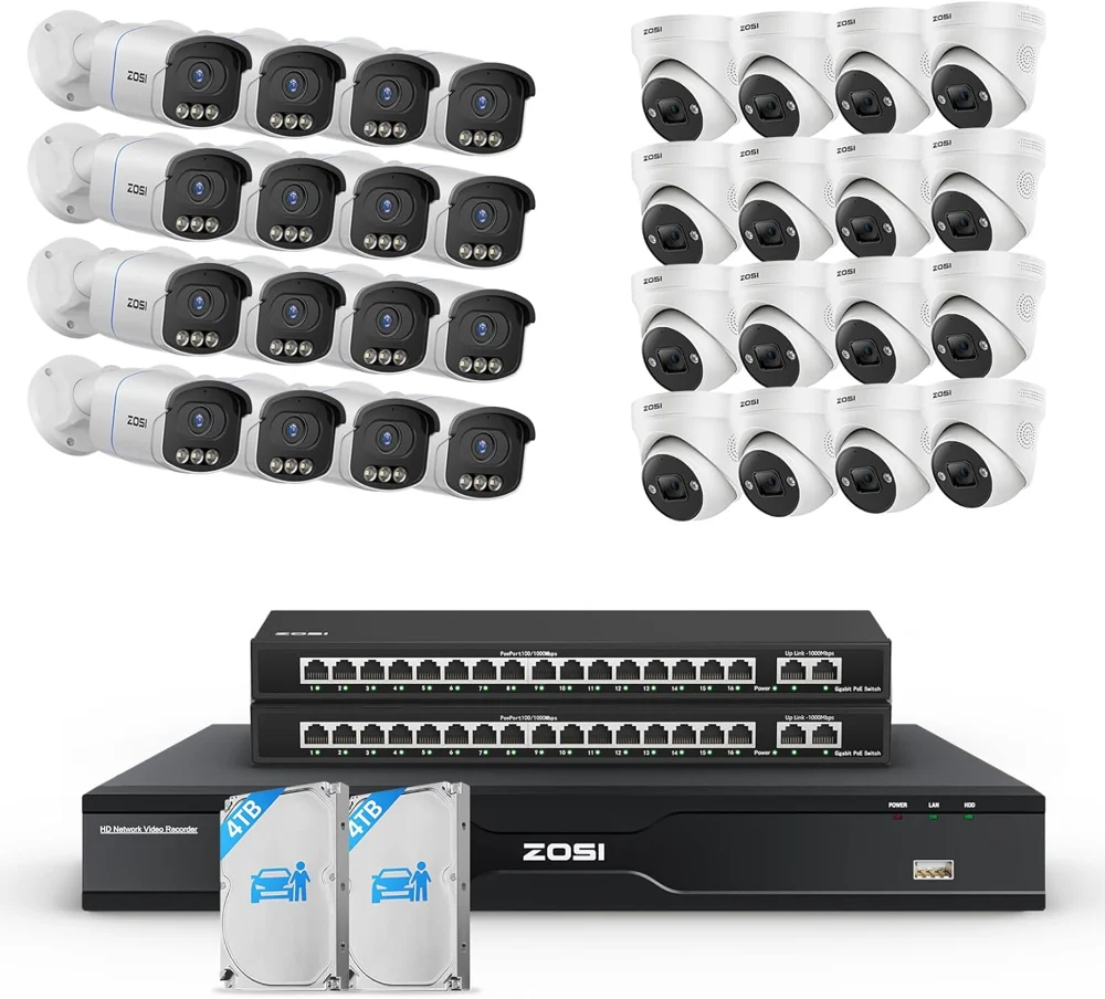 C225/ C186 32 Channel 4K PoE Security System for Business + Optional 4TB/8TB HDD