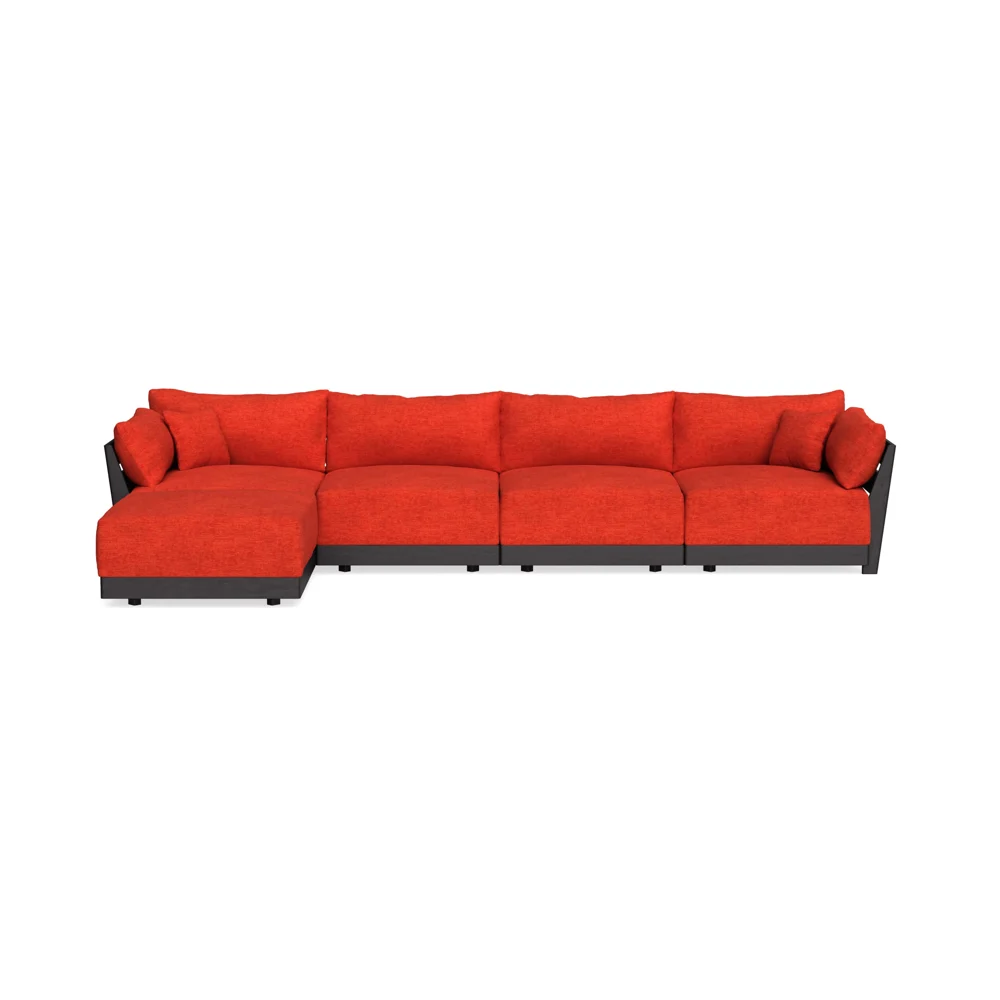 Modular Bondi Black 4-Seater Sectional in Poppy Orange | Classic Blend