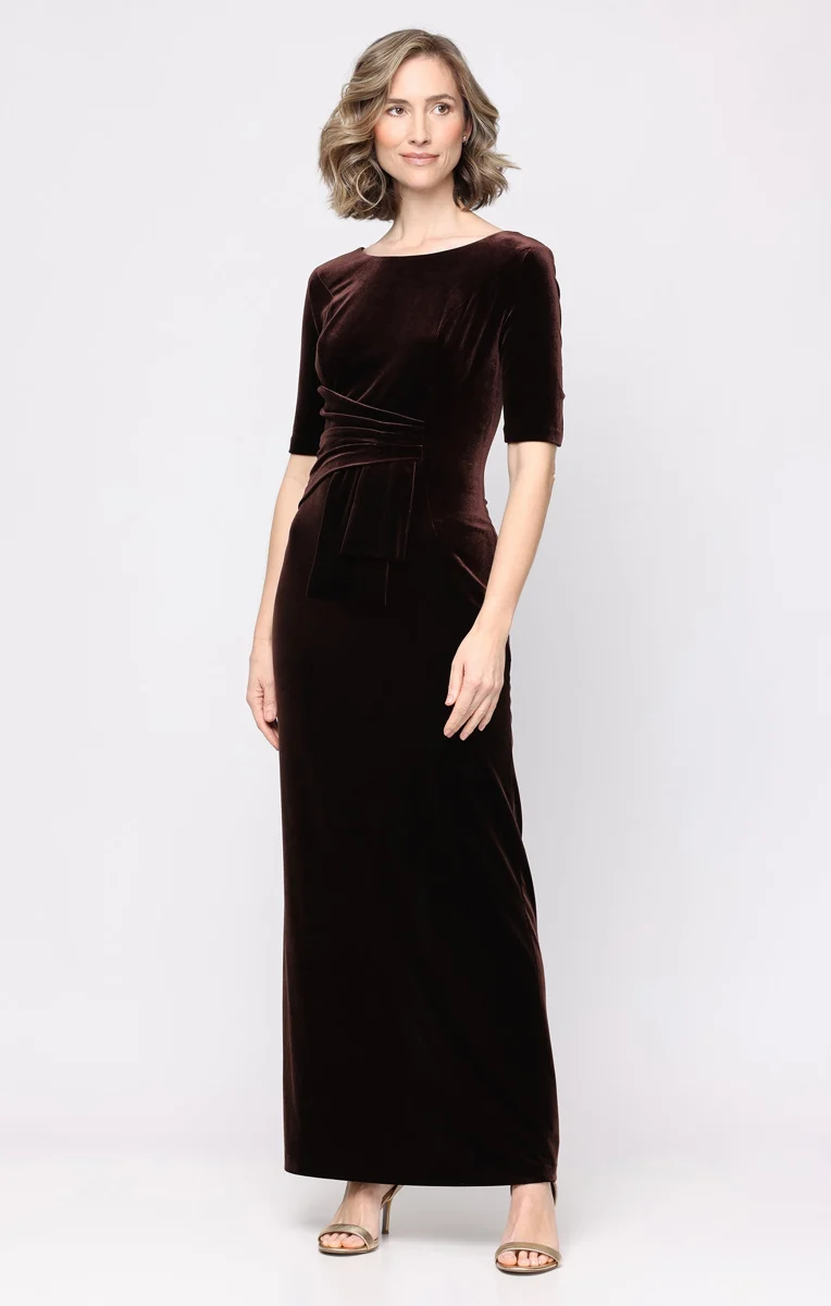Laura Velvet Boatneck Gown