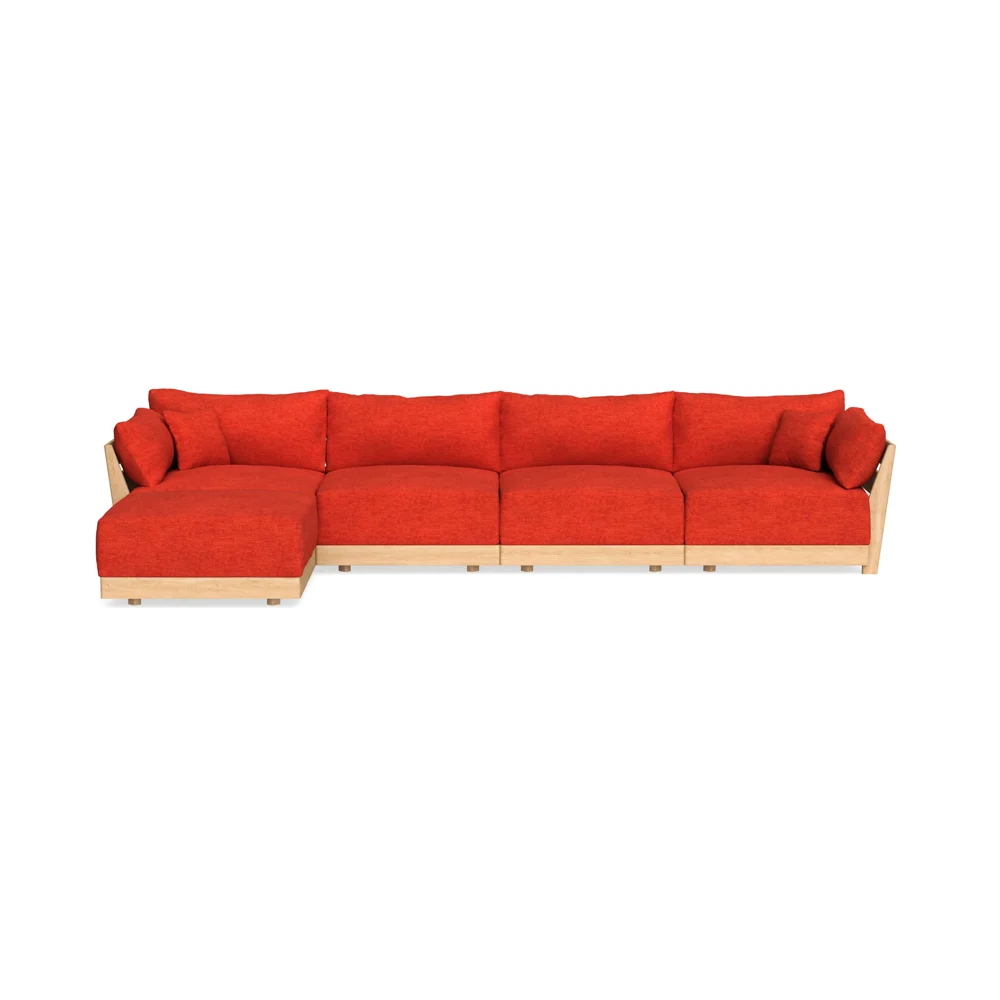 Modular Bondi Latte 4-Seater Sectional in Poppy Orange | Classic Blend