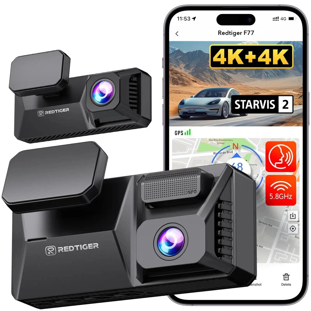 F77 STARVIS 2 4K+4K Dual IMX678 Wi‑Fi Dash Cam