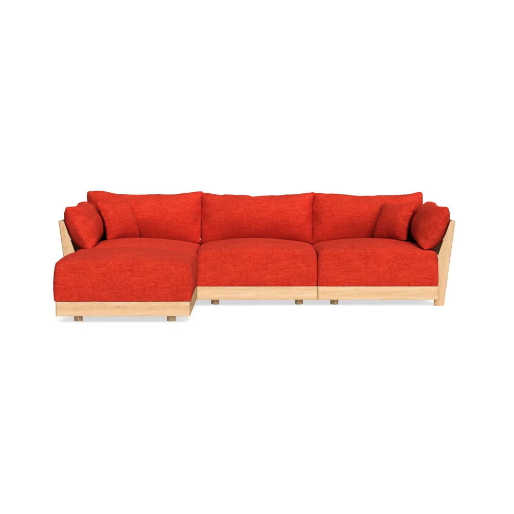 Modular Bondi Latte 3-Seater Sectional in Poppy Orange | Classic Blend