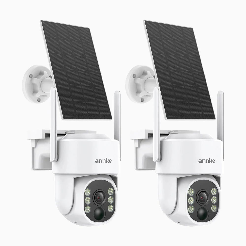 WB400 - 2-Pack 4MP Wireless Outdoor Wire-Free Battery Security Camera, Dual-Band WiFi, 270° Pan & 90° Tilt, 9000mAh Battery & Solar Powered, Motion Detection, Two-Way Audio