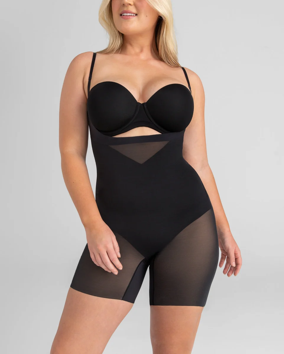 Open-Bust Mid-Thigh Bodysuit
