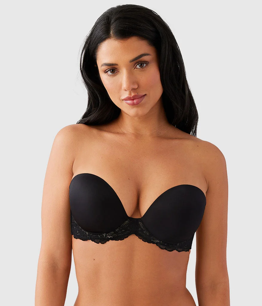 Self Assured Push Up Strapless Bra: Black