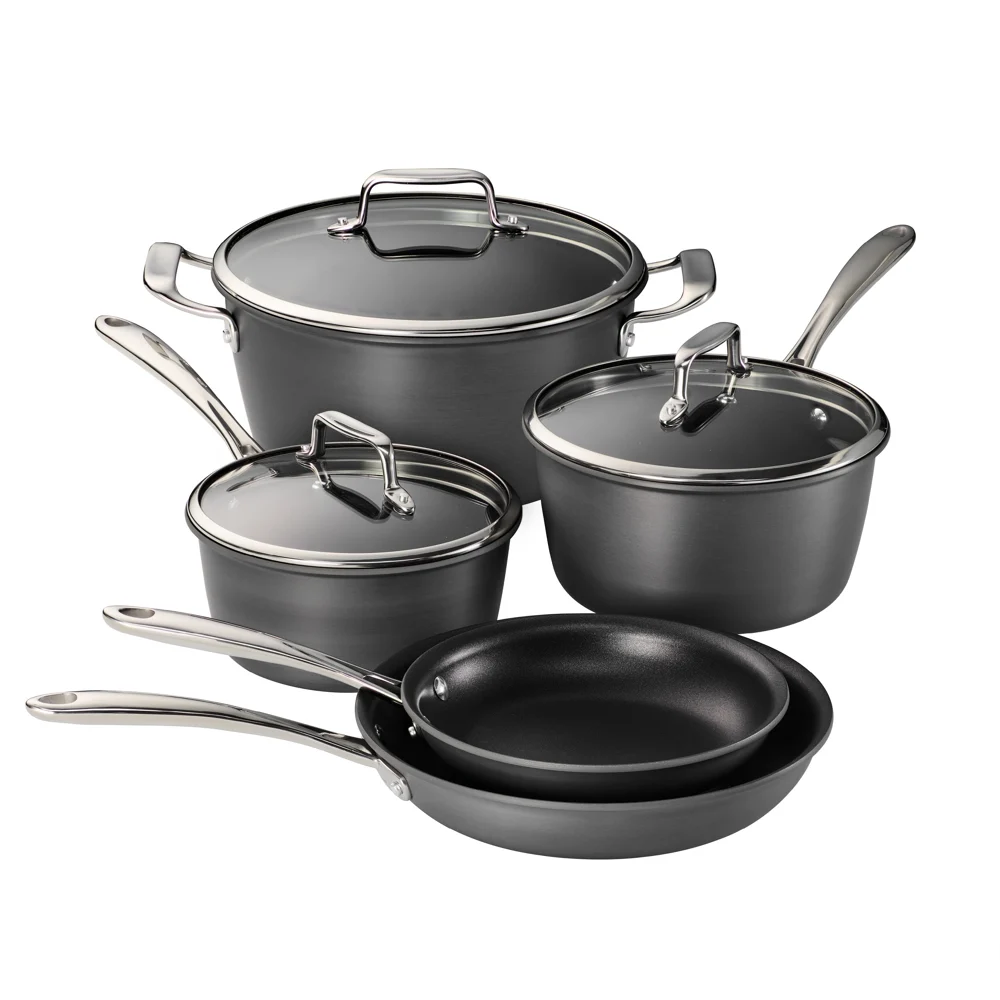 Gourmet 8 Piece Hard Anodized Aluminum Nonstick Cookware Set