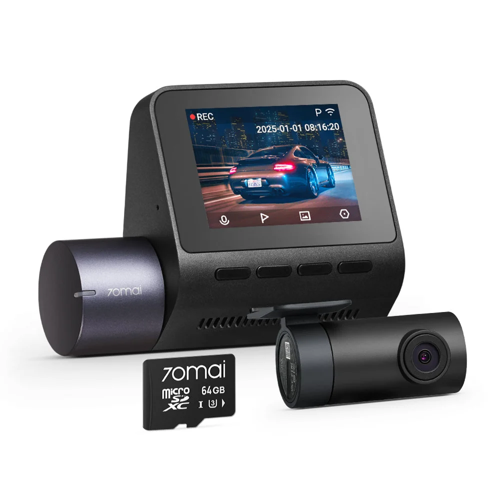 70mai Dash Cam A410 2.5K HDR Dual with GPS, Emergency Record, G-Sensor, App Control and Compact Design