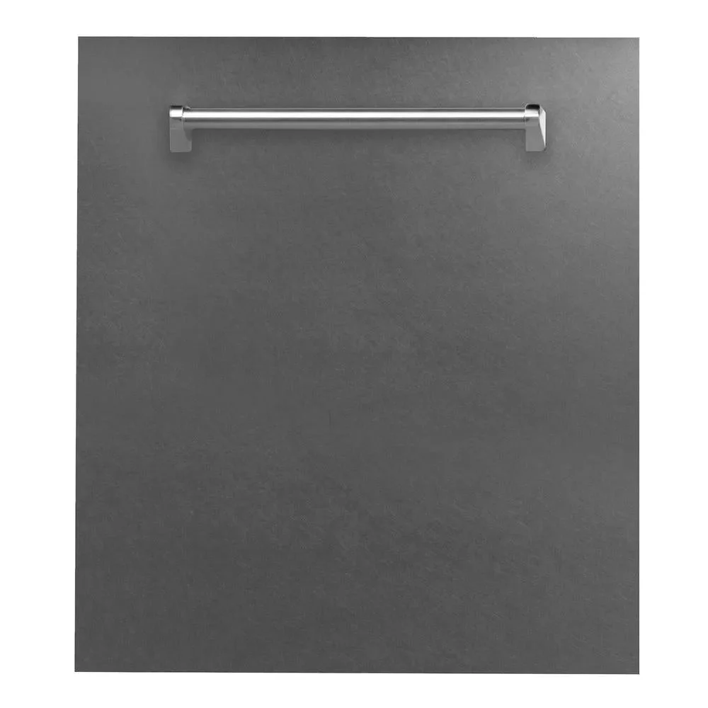 ZLINE 24 in. Top Control Built-In Dishwasher with Satin Stainless Steel Panel and Stainless Steel Tub with Traditional Style Handle, 52dBa (DW-SN-H-24)
