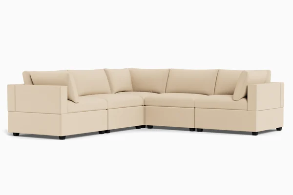 Kova Box Cushion Corner Sectional - Almond Performance Velvet