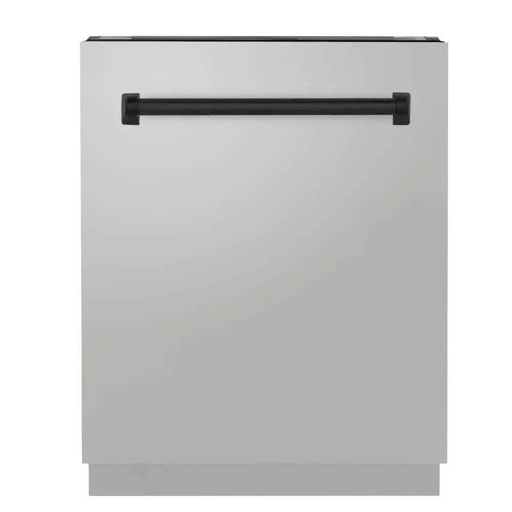 ZLINE Autograph Edition 24 in. Tallac Series 3rd Rack Dishwasher with Auto Door Open Drying, 51dBa, Stainless Steel Panel with Matte Black Handle (DWVZ-304-24-MB)