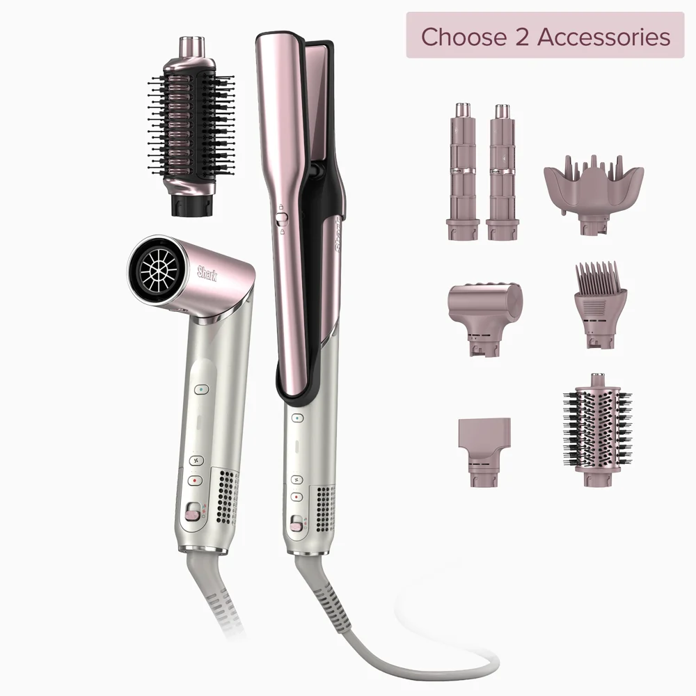 Shark Glam 5-in-1 Multi-Styler, Air Straightener & Hair Dryer Build Your Own, Pink