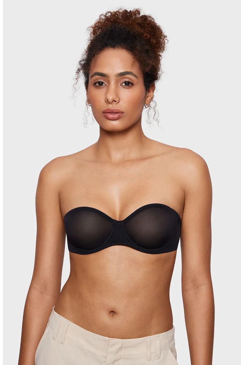 Sheer Mesh Strapless Bra