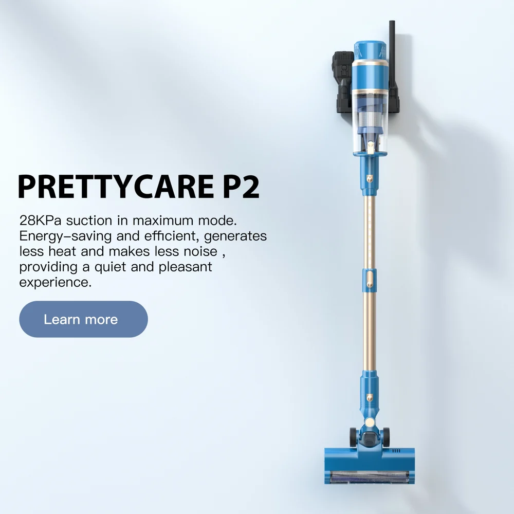 PRETTYCARE P2 Long Battery Life Cordless Vacuum Cleaner for Hardwood Floor and Pet Hair
