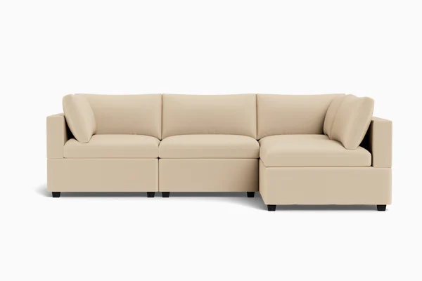 Kova Box Cushion L-Shape - Almond Performance Velvet
