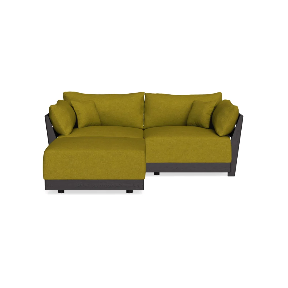 Modular Bondi Black 2-Seater Sectional in Olive Green | Classic Blend