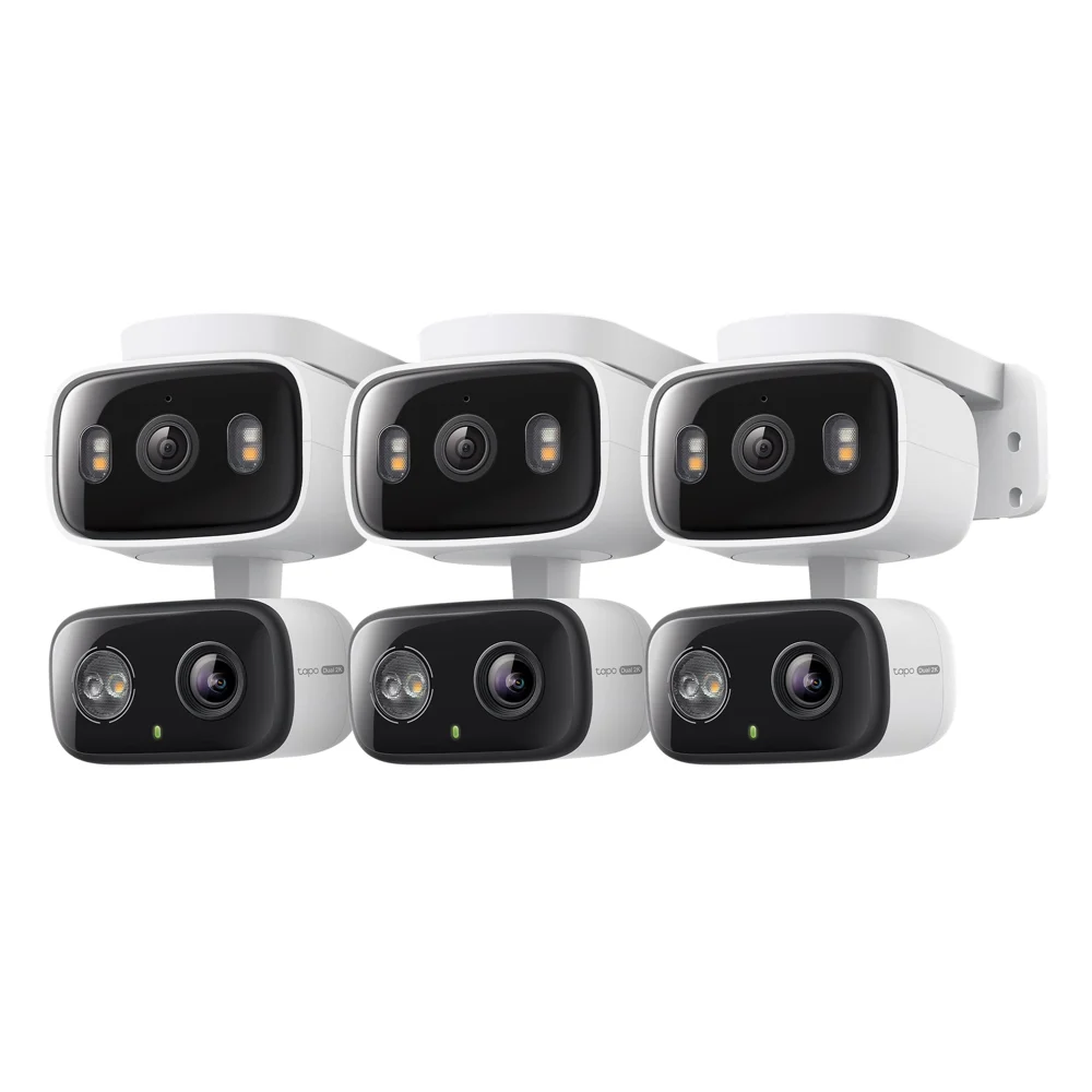 2K Dual Lens Pan/Tilt Indoor/Outdoor Security Camera, Tapo C246D HybridCam Duo 3-Pack