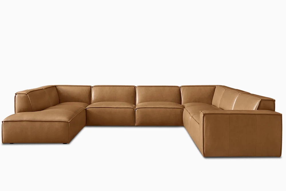 Jonathan Leather U-Shape Chaise Sectional Couch