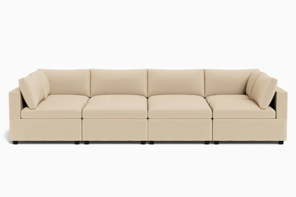 Kova Box Cushion Grand Pit - Almond Performance Velvet
