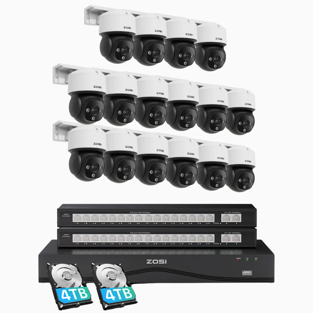 C290M 32 Channel 4K PT PoE Security Camera System for Business + Up To 16TB HDD