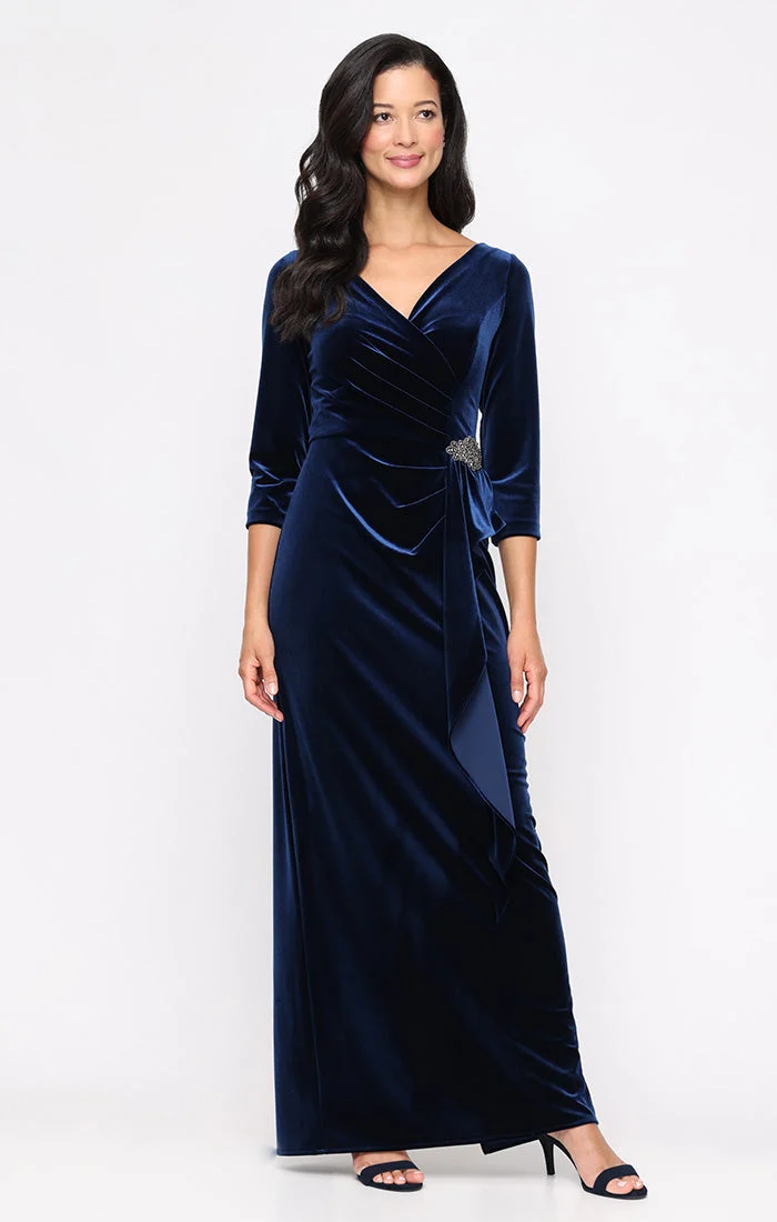 Daphne Velvet Dress with Embellished Cascade Skirt