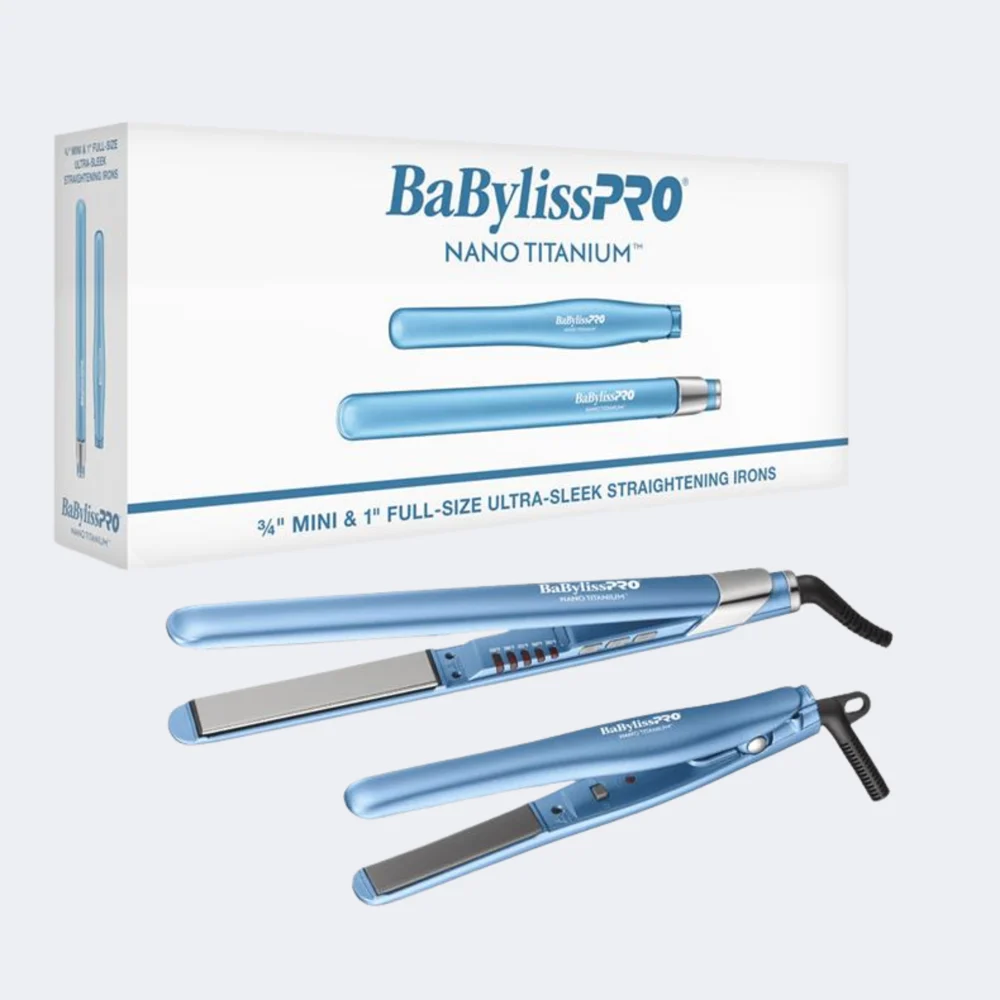 BaBylissPRO® Nano Titanium™ 1" Ultra-Sleek Flat Iron & 3/4" Ultra-Sleek Straightener Prepack