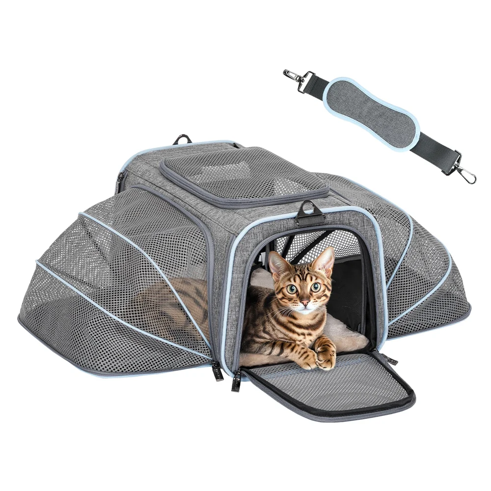 PETSFIT Airline Approved Expandable Cat Carrier with 2 Extensions