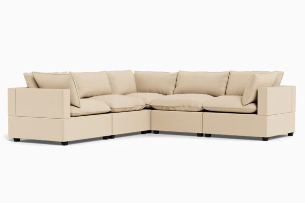 Kova Pillow Cushion Corner Sectional - Almond Performance Velvet
