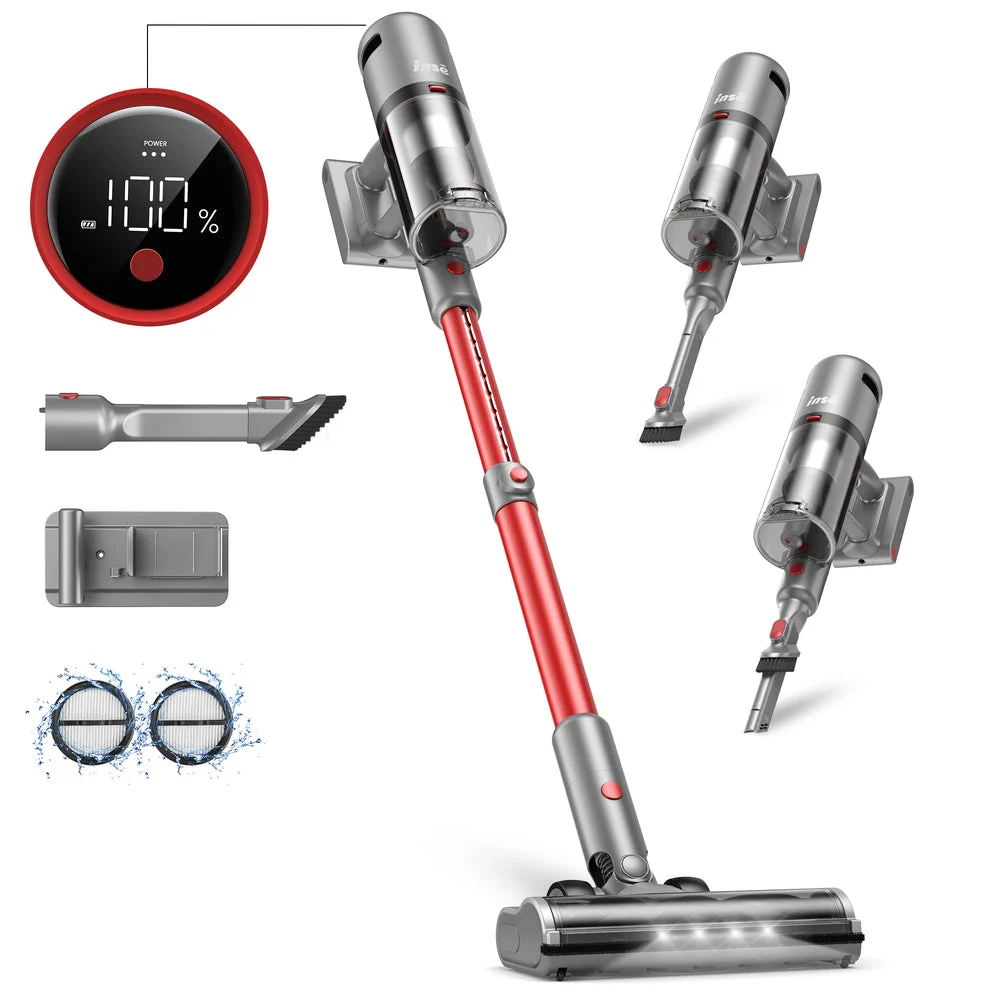 INSE Cordless Vacuum with 30Kpa Suction & 60 Mins Runtime, Stick Vacuum for Carpet, Tile, Pet Hair, Hardwood Floors, V120S