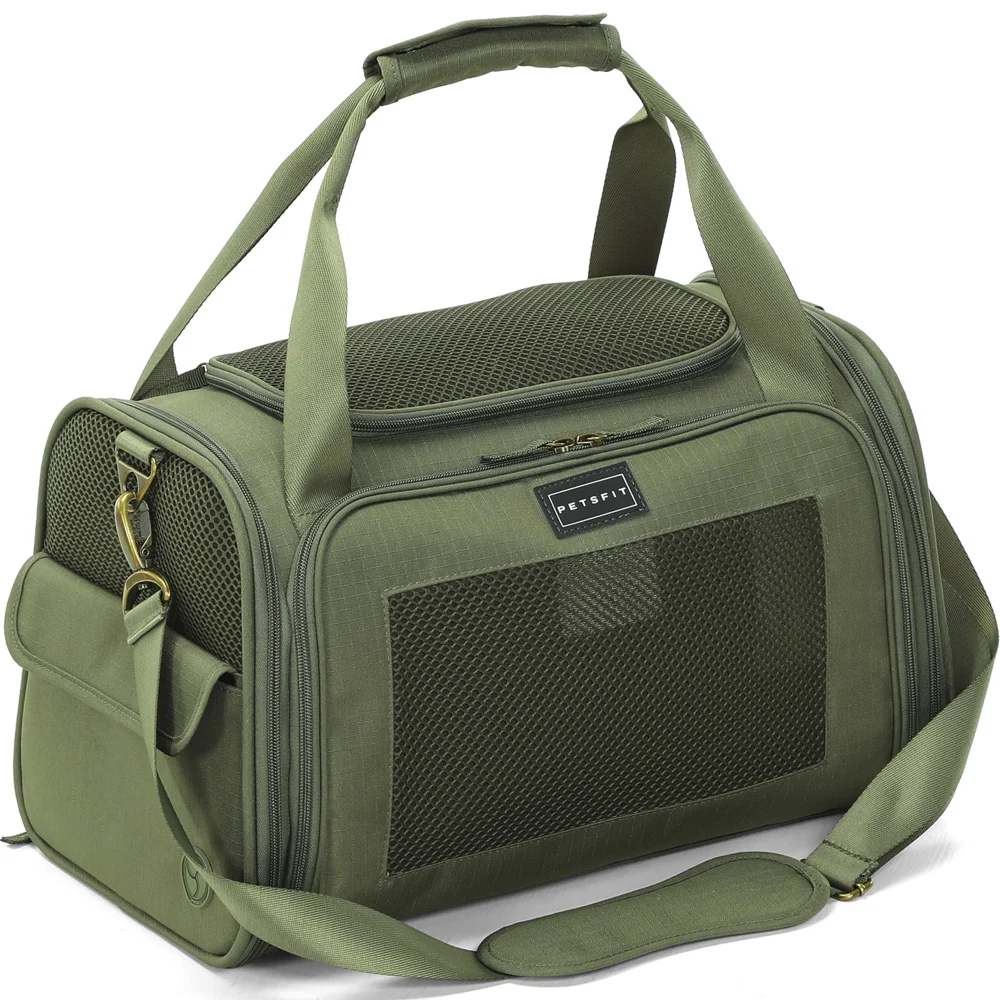 PETSFIT Foldable Pet Carrier for Cats and Small Dogs – Soft-Sided Travel Bag for Car